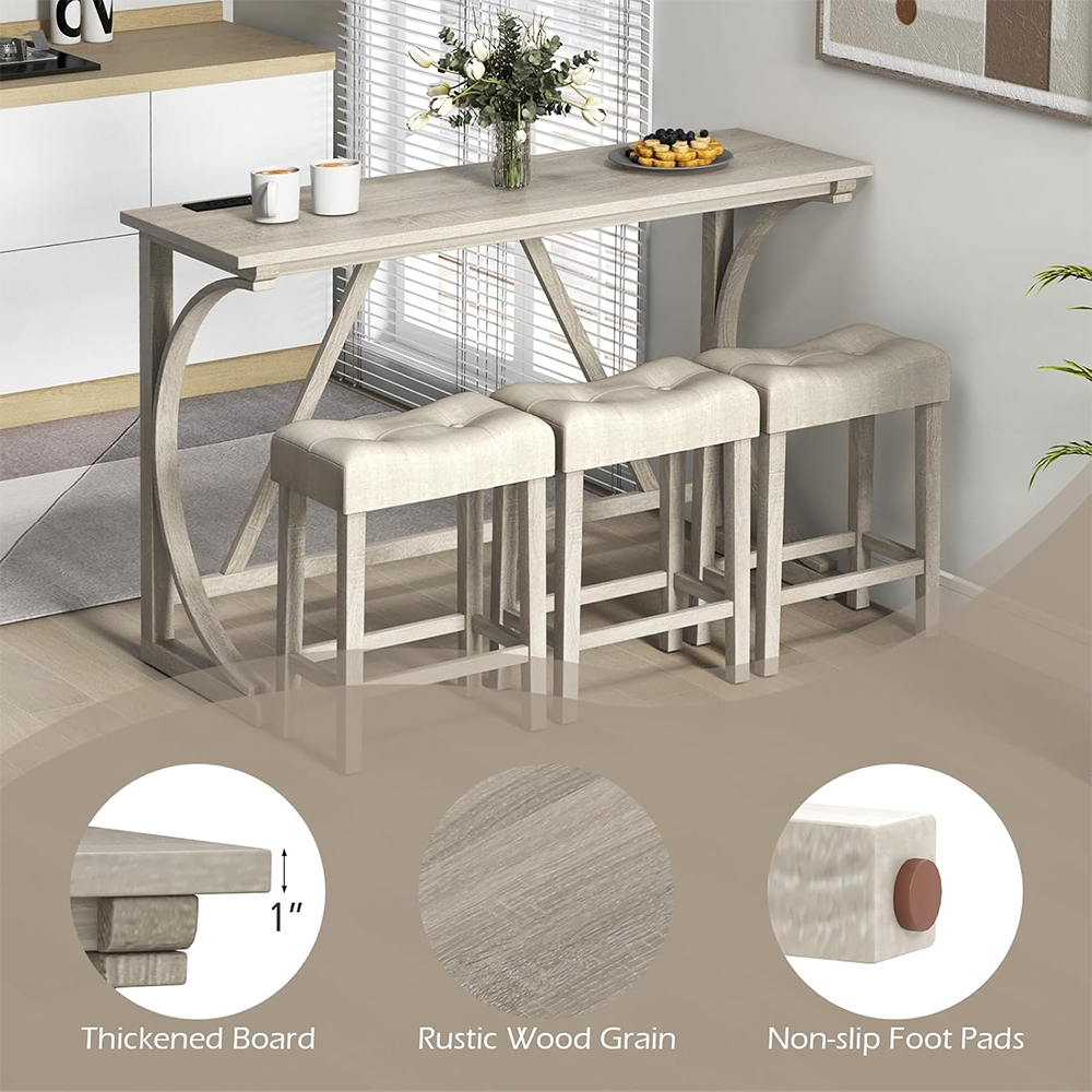 Industrial Bar Table with Power Outlet