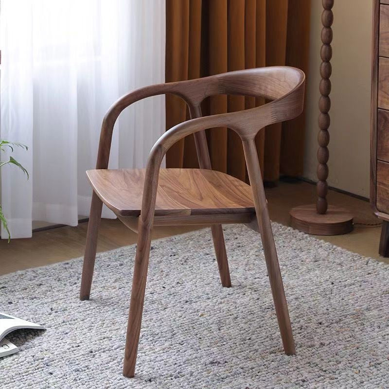 Scandinavian Curved Back Wood Armchair