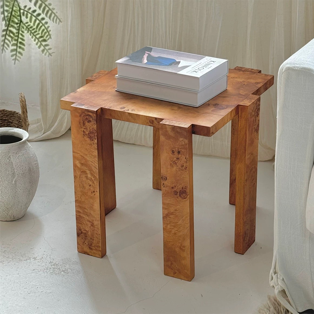 Natural Burl Wood Side Table