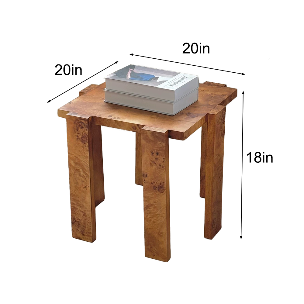Natural Burl Wood Side Table