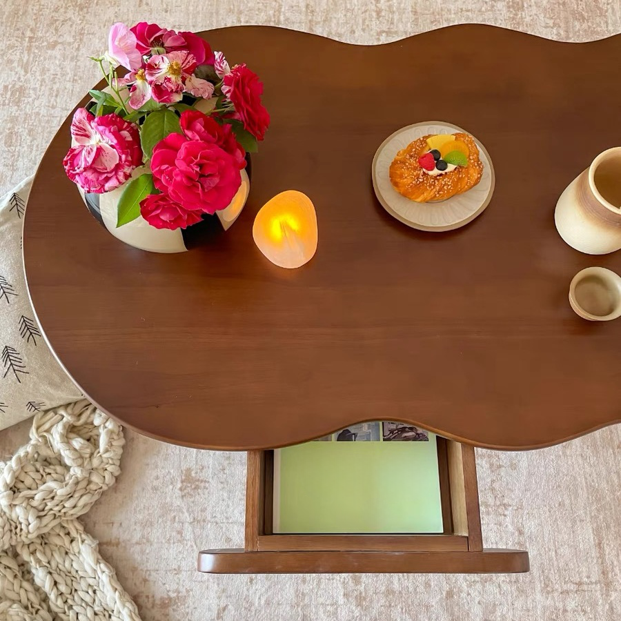 Solid Oak Farmhouse Coffee Table with Storage