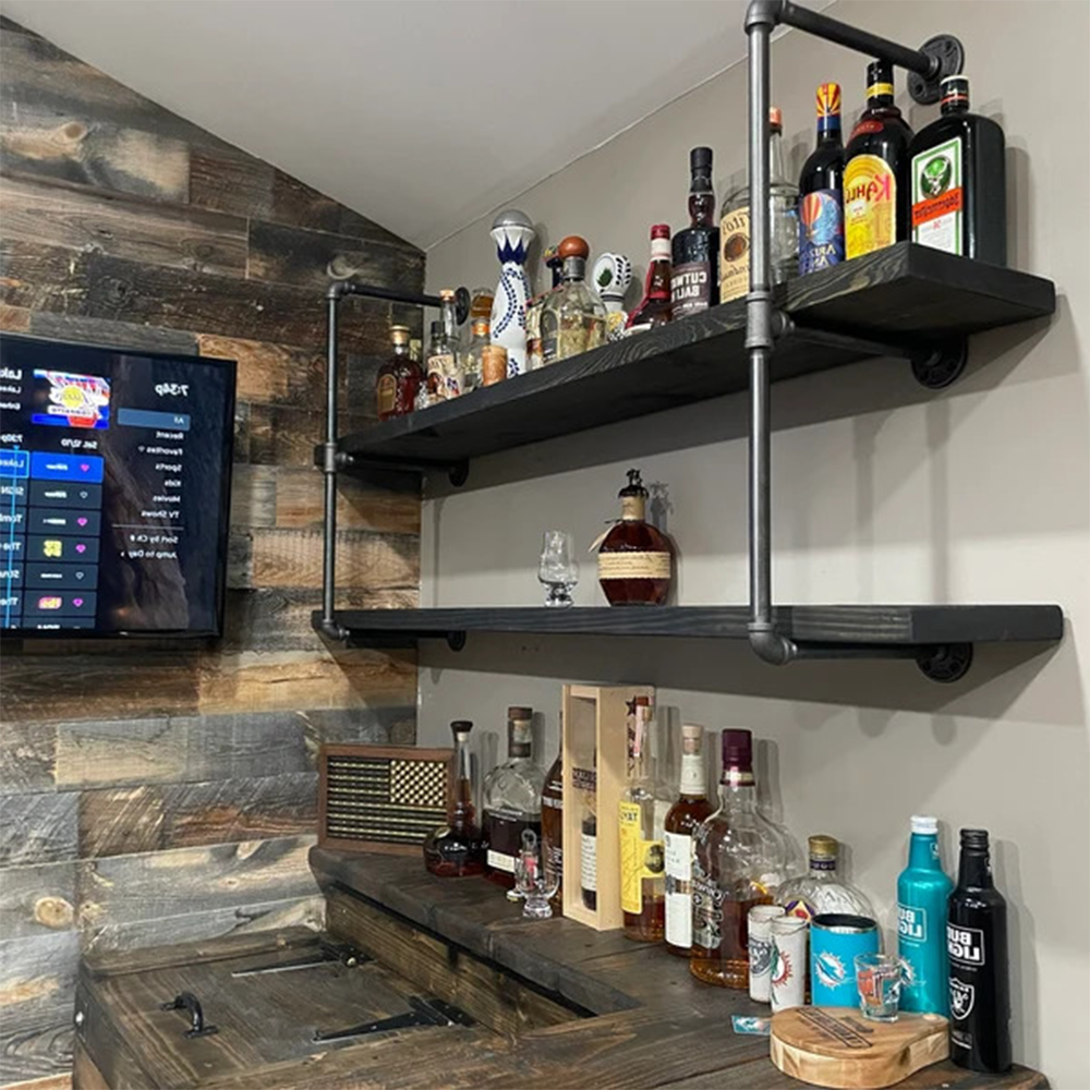 2-layers Rustic Pipe Shelves