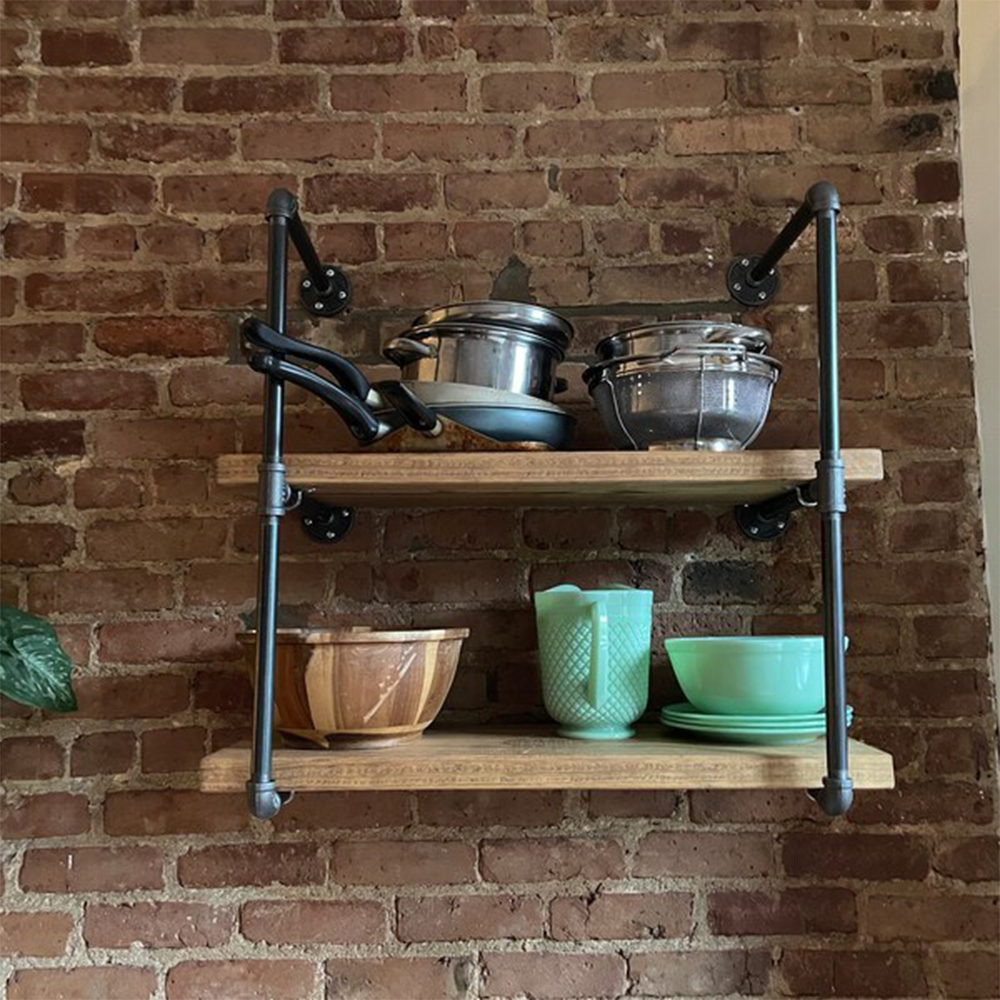 2-layers Rustic Pipe Shelves