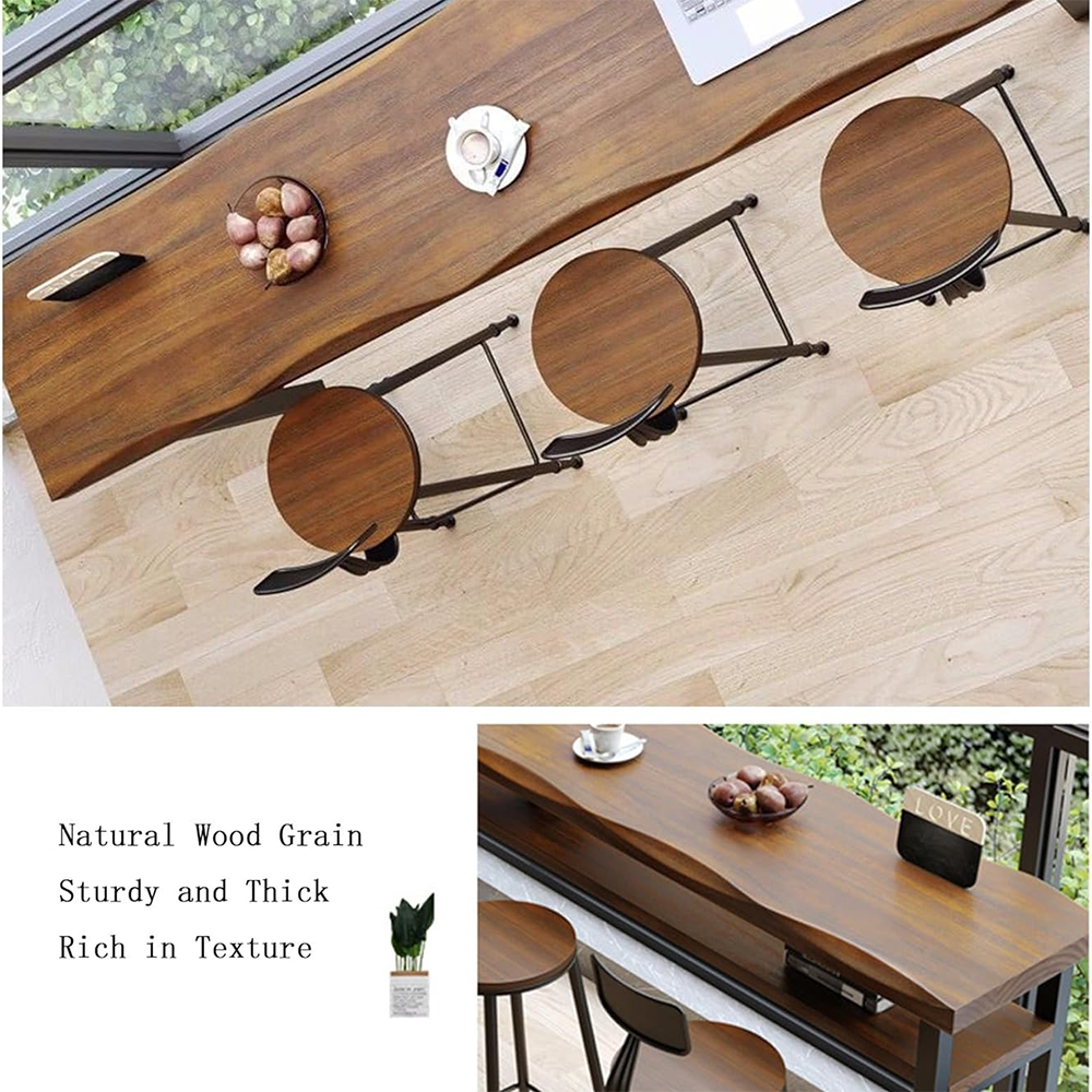 Vintage-Style Solid Wood Bar Table