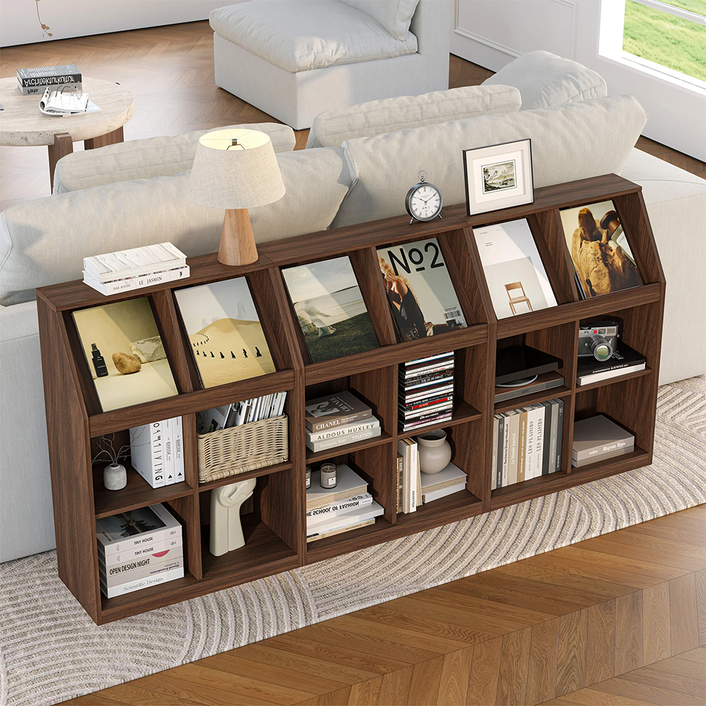 Solid Pine Floor Bookcase – Magazine Rack Included