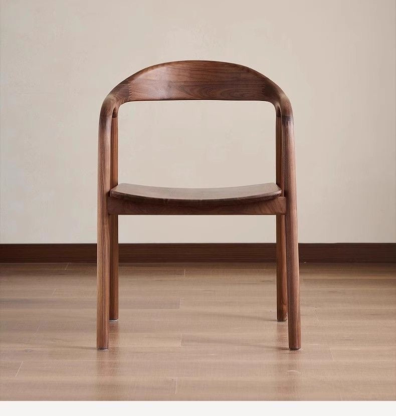 Scandinavian Curved Back Wood Armchair