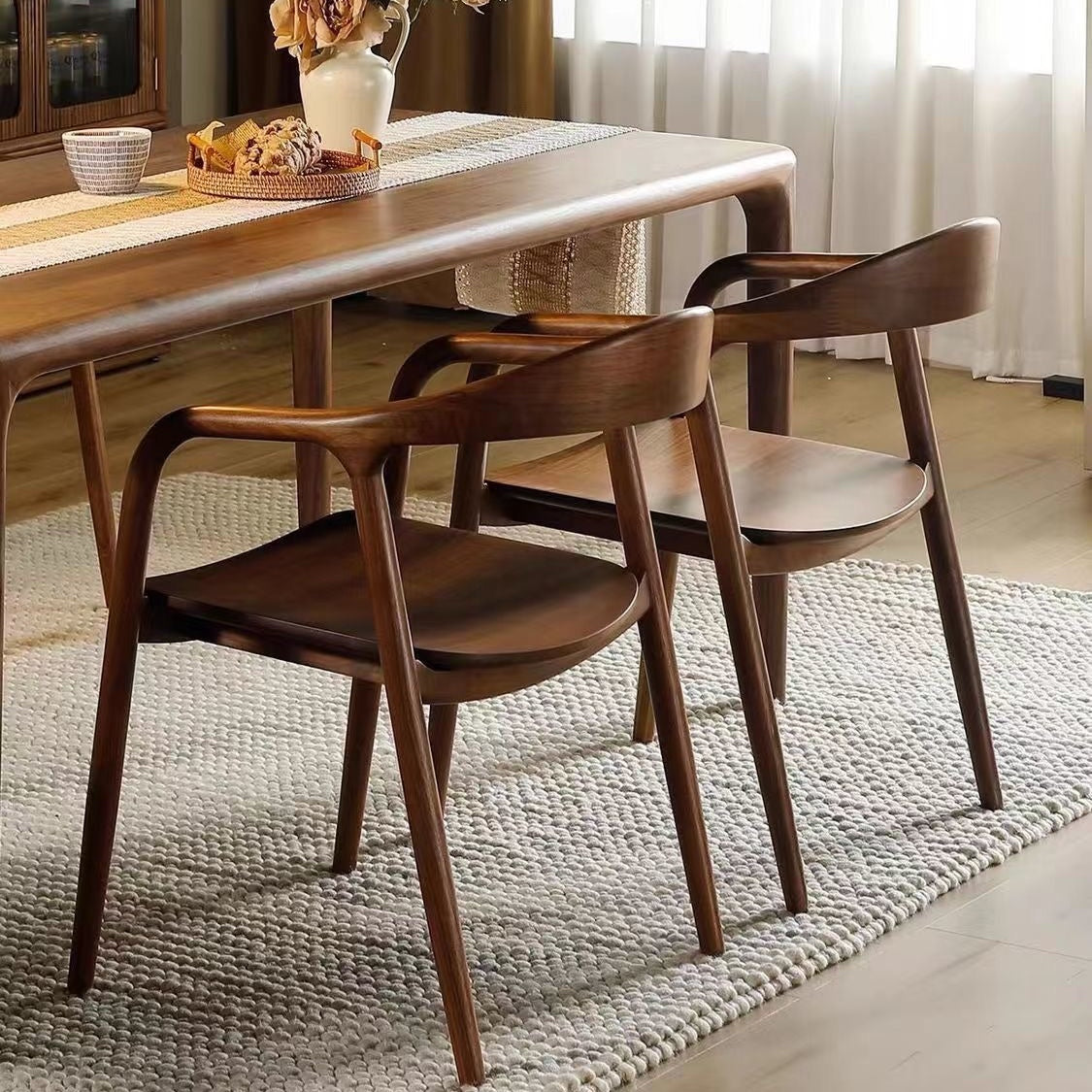 Scandinavian Curved Back Wood Armchair