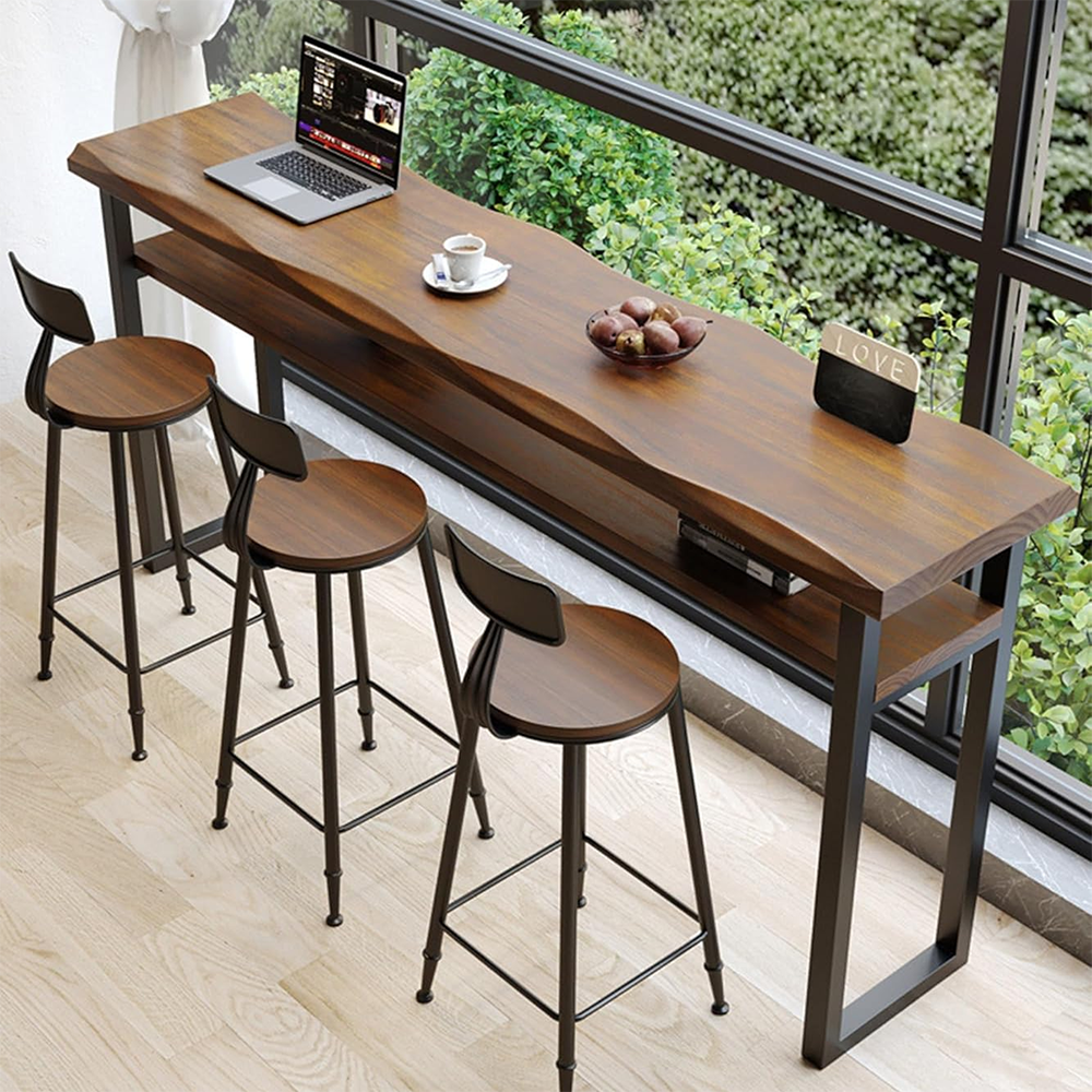 Vintage-Style Solid Wood Bar Table