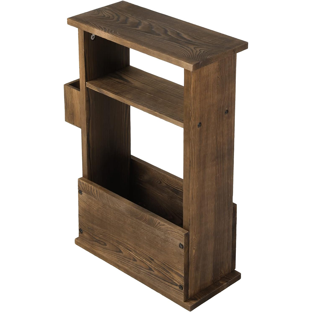 Pine End Table with Magazine Rack