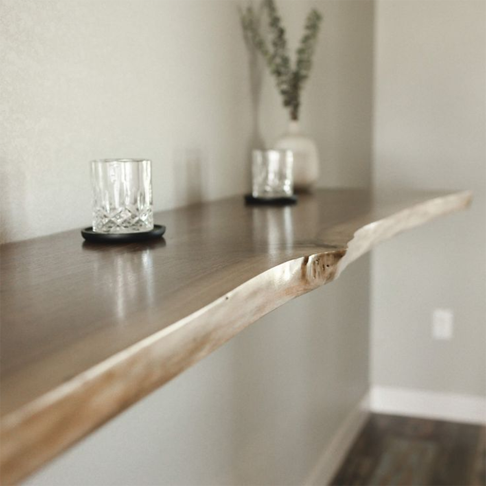 Pine Wood Live Edge Floating Bar