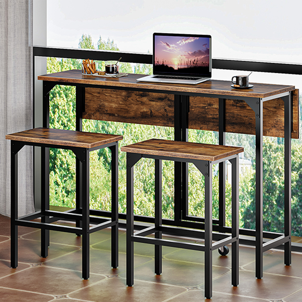 Collapsible Industrial Bar Table with Casters