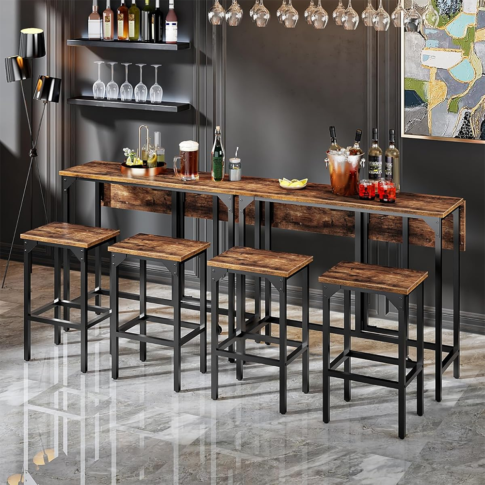 Collapsible Industrial Bar Table with Casters