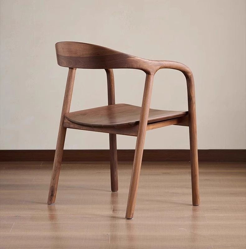 Scandinavian Curved Back Wood Armchair