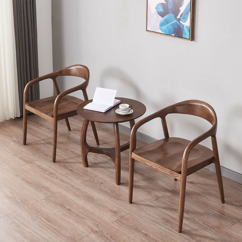Scandinavian Curved Back Wood Armchair