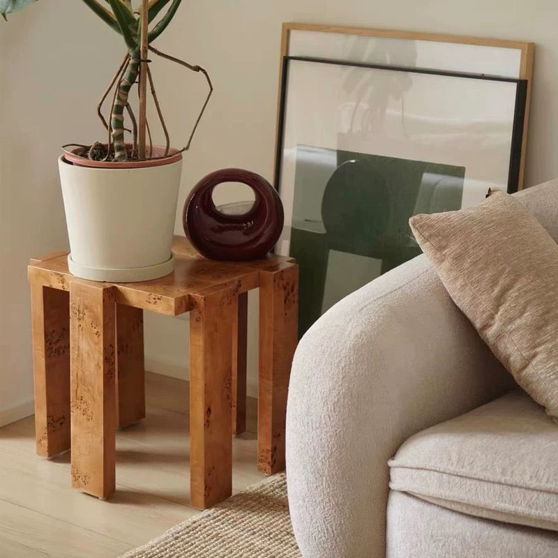 Natural Burl Wood Side Table