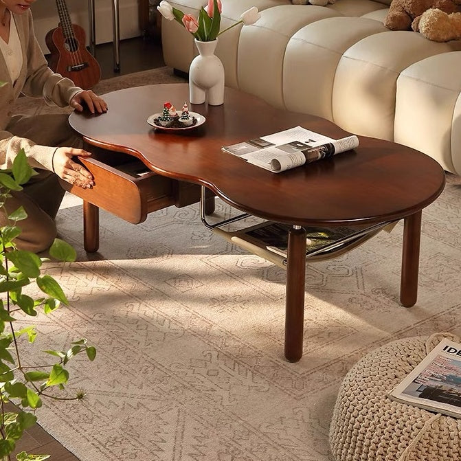 Solid Oak Farmhouse Coffee Table with Storage