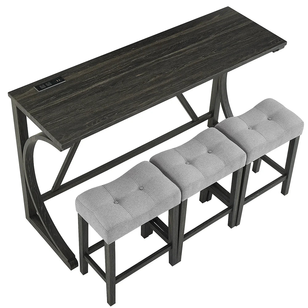 Industrial Bar Table with Power Outlet