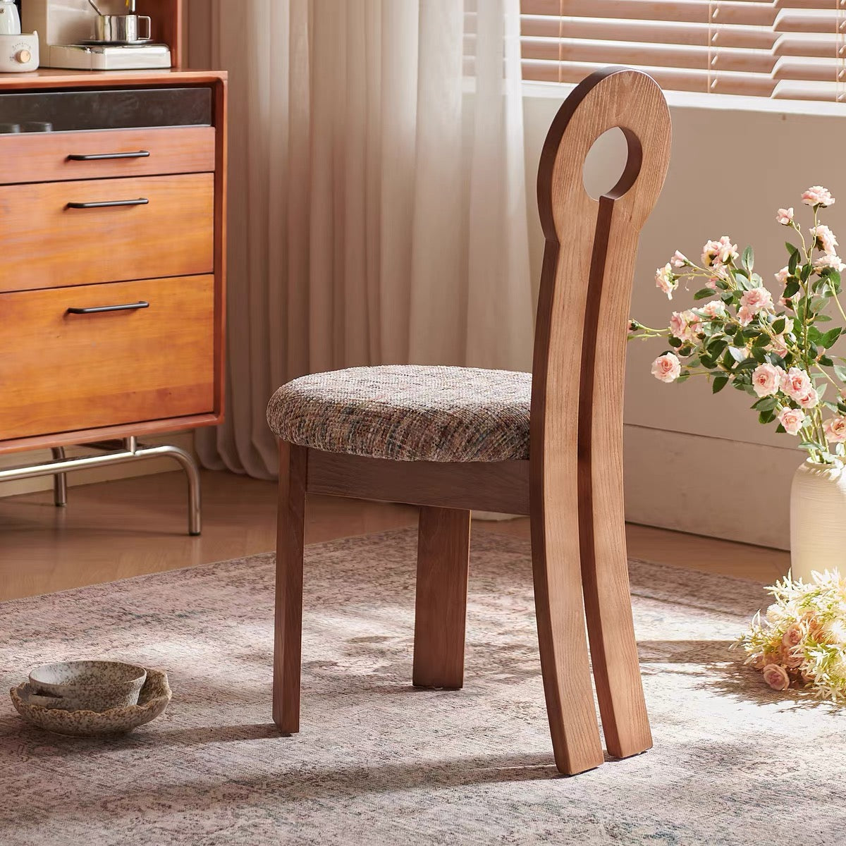 Circular Back Farmhouse Wood Side Chair