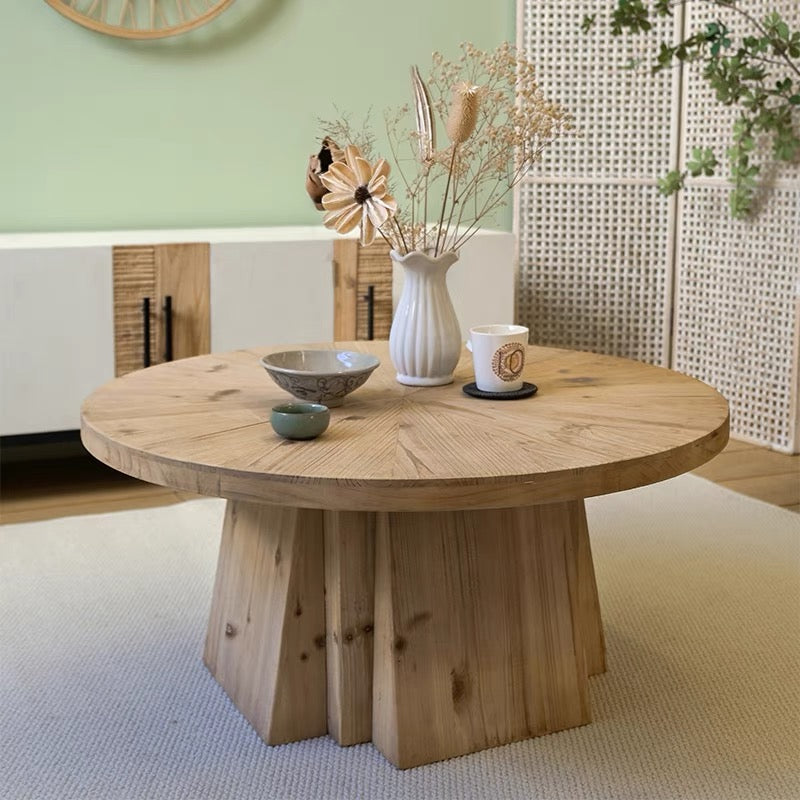 Natural Wood Grain Round Coffee Table