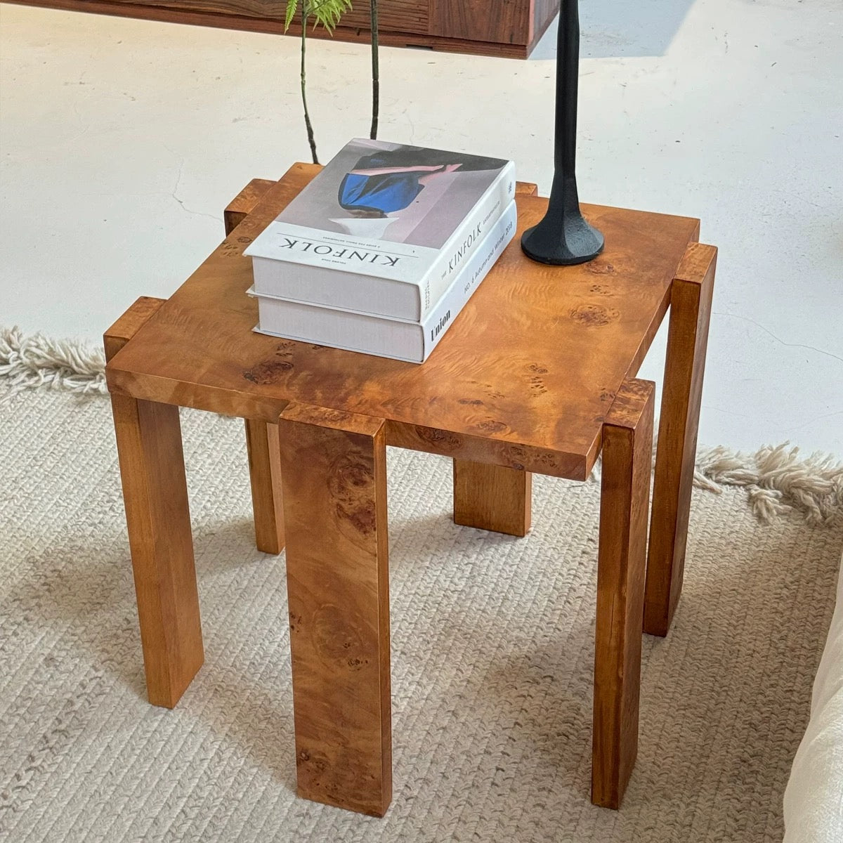 Natural Burl Wood Side Table