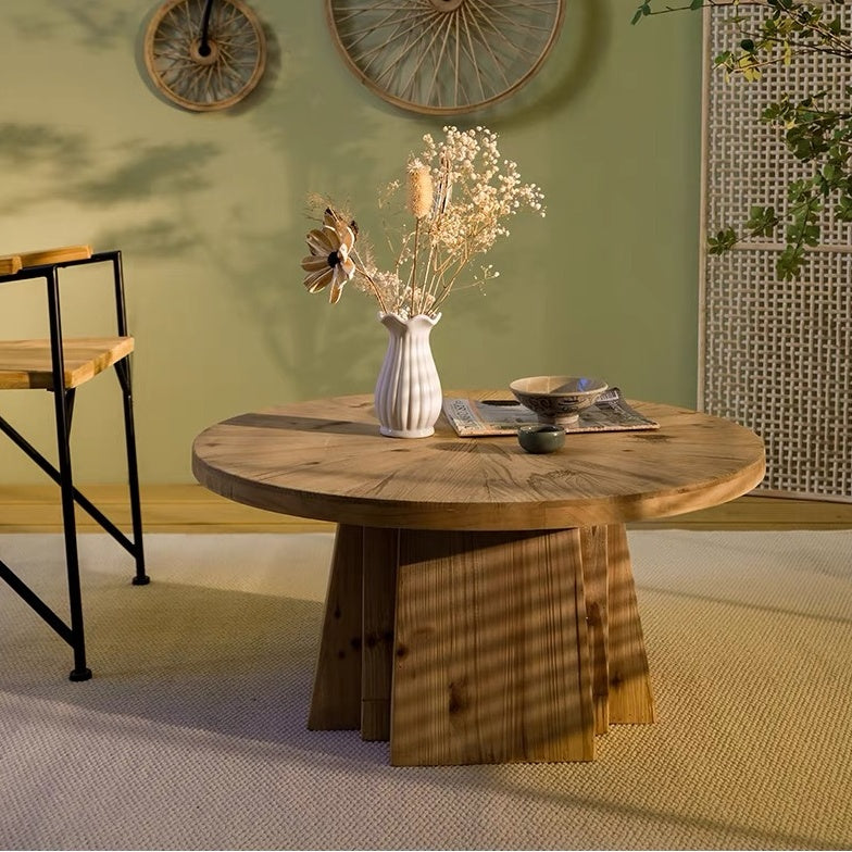 Natural Wood Grain Round Coffee Table