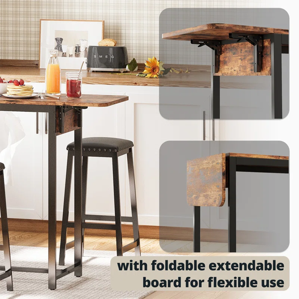 Foldable Bar Table with Storage Rack
