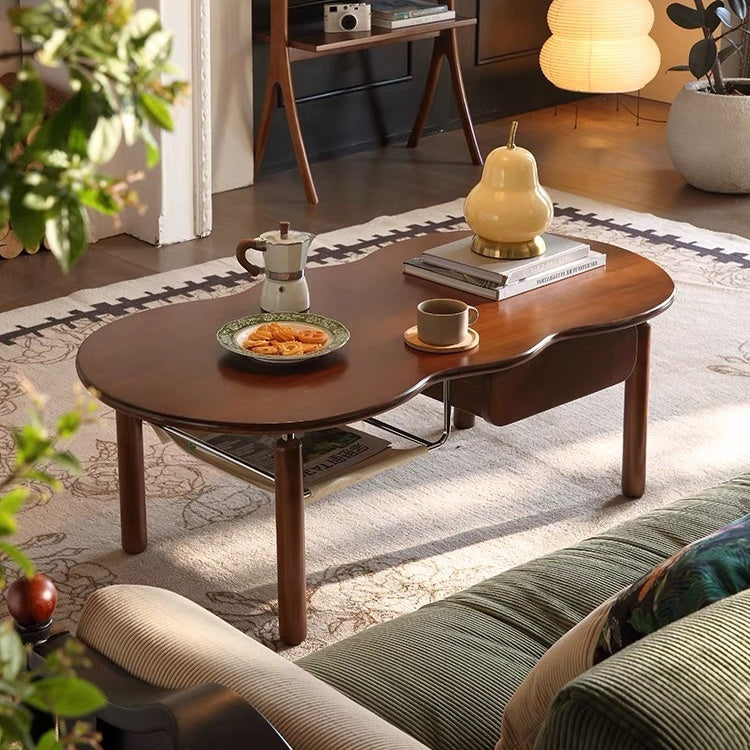 Solid Oak Farmhouse Coffee Table with Storage