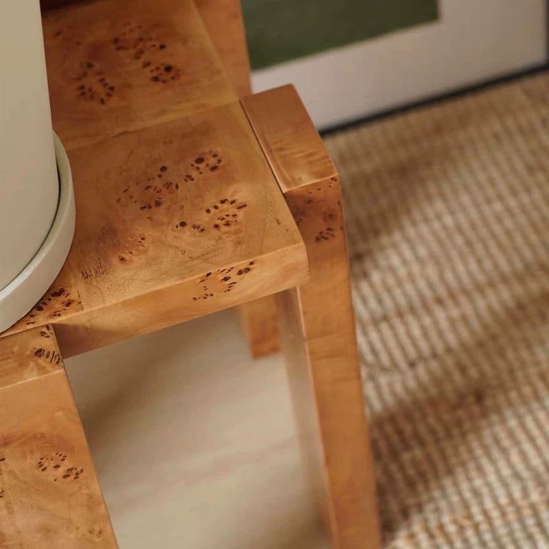 Natural Burl Wood Side Table