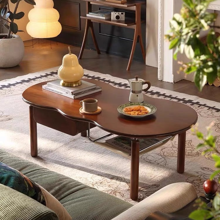 Solid Oak Farmhouse Coffee Table with Storage