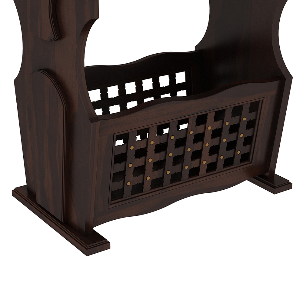 Solid Wood End Table with Magazine Rack