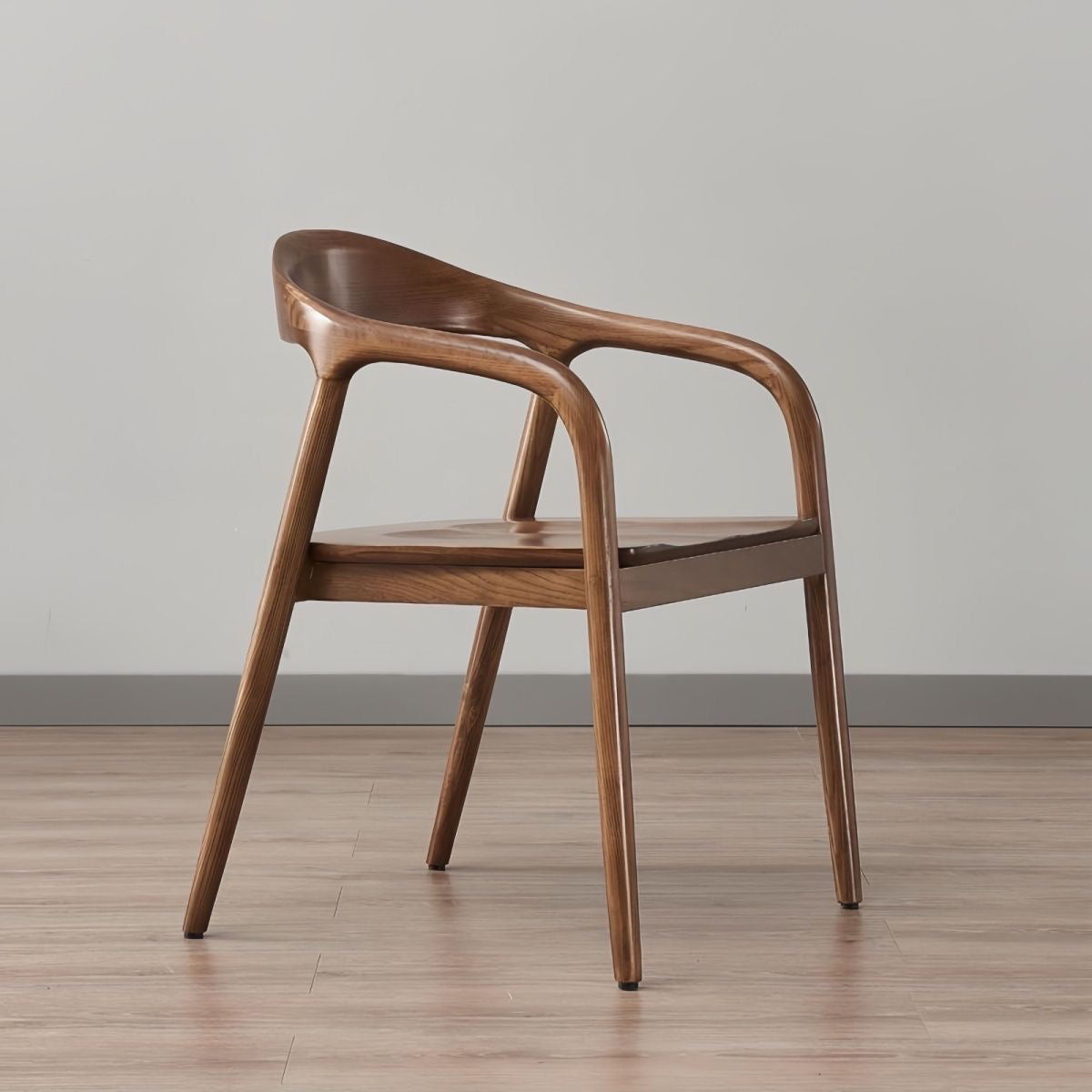 Scandinavian Curved Back Wood Armchair