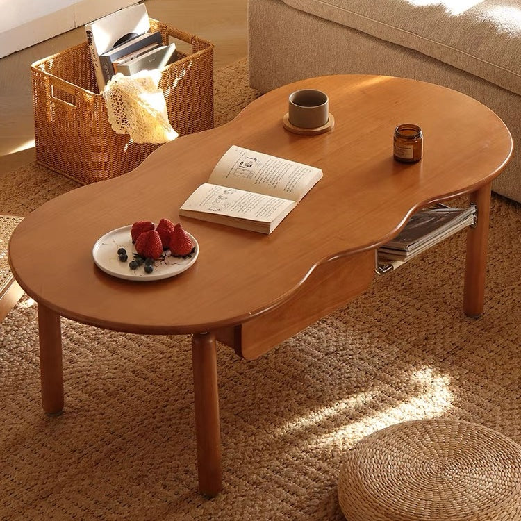 Solid Oak Farmhouse Coffee Table with Storage