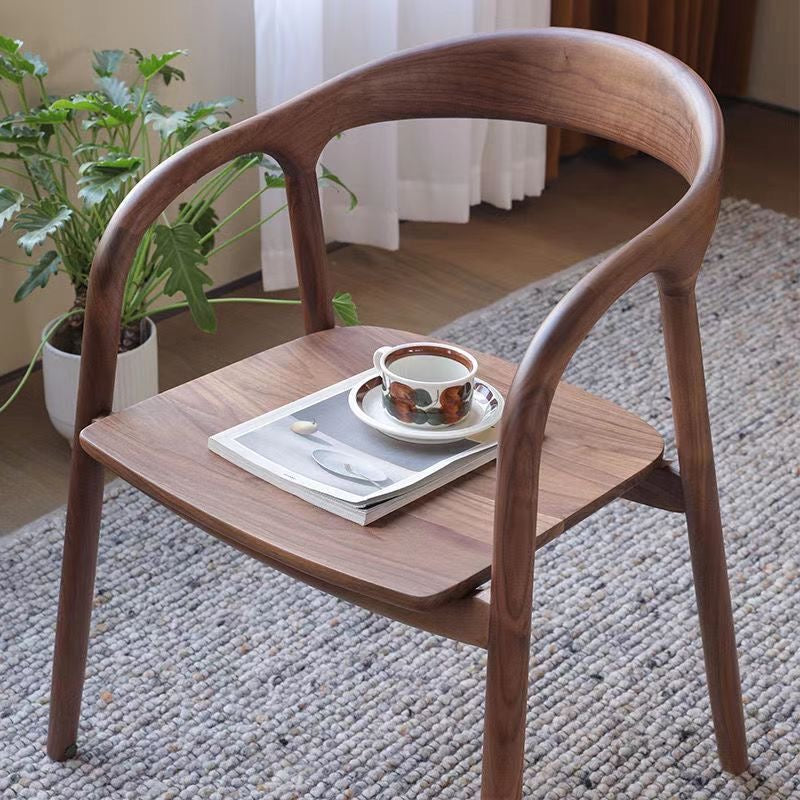 Scandinavian Curved Back Wood Armchair