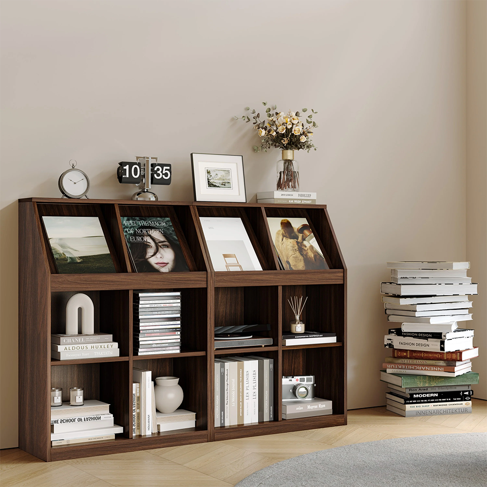Solid Pine Floor Bookcase – Magazine Rack Included