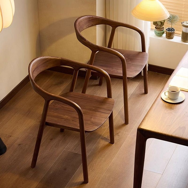 Scandinavian Curved Back Wood Armchair