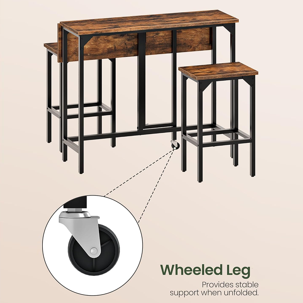 Collapsible Industrial Bar Table with Casters