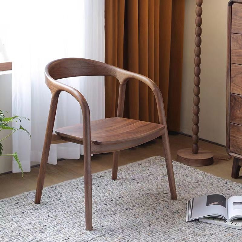 Scandinavian Curved Back Wood Armchair