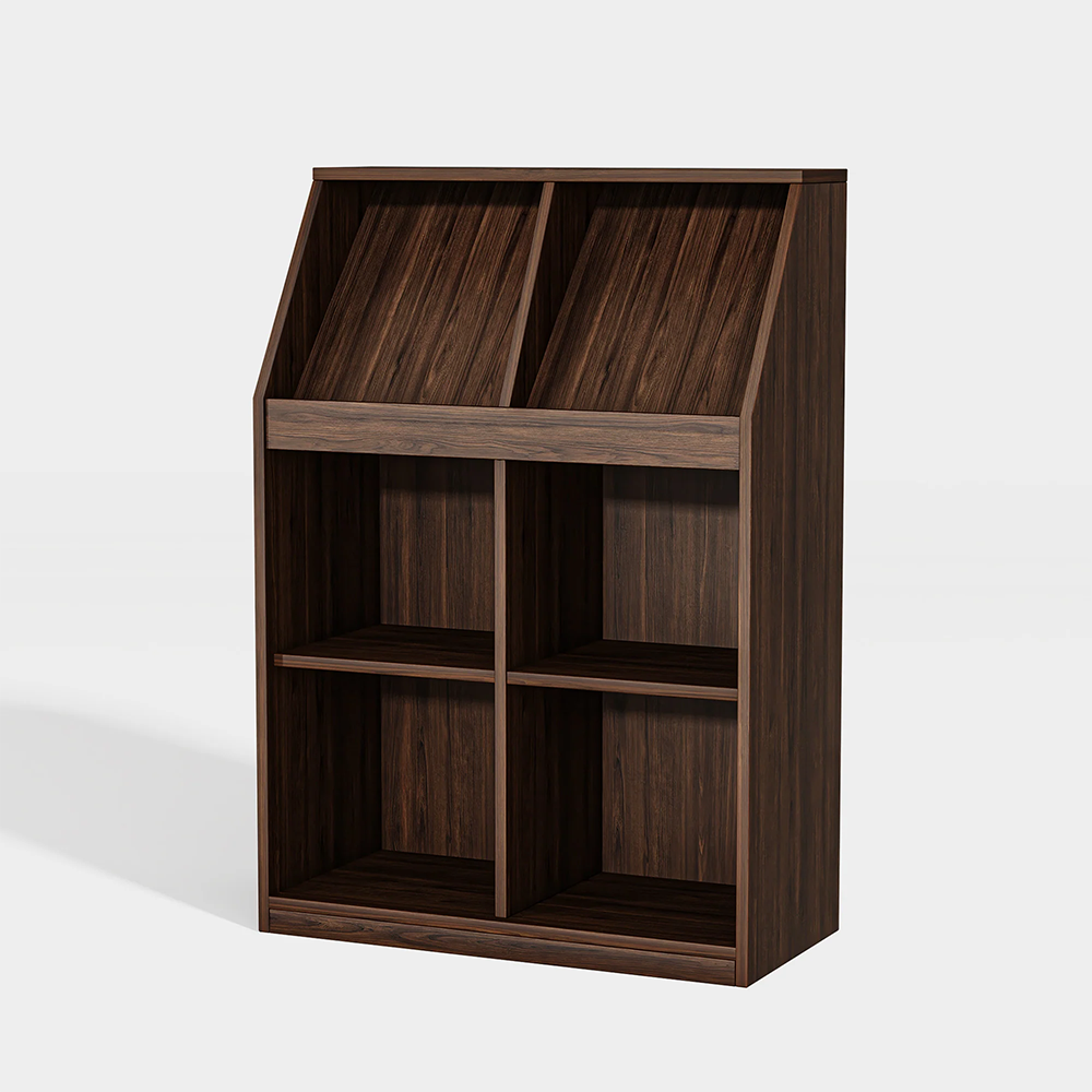 Solid Pine Floor Bookcase – Magazine Rack Included