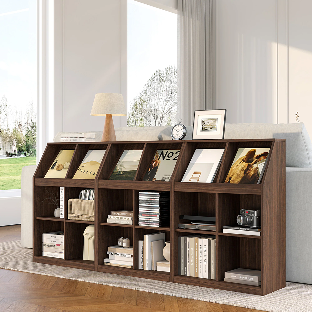 Solid Pine Floor Bookcase – Magazine Rack Included