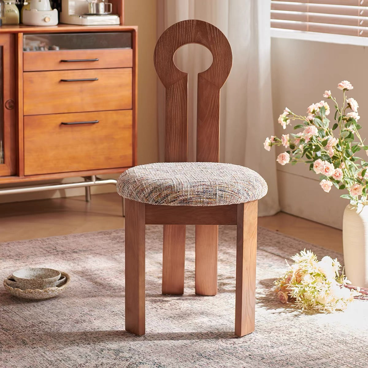 Circular Back Farmhouse Wood Side Chair