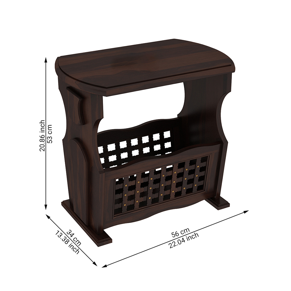 Solid Wood End Table with Magazine Rack