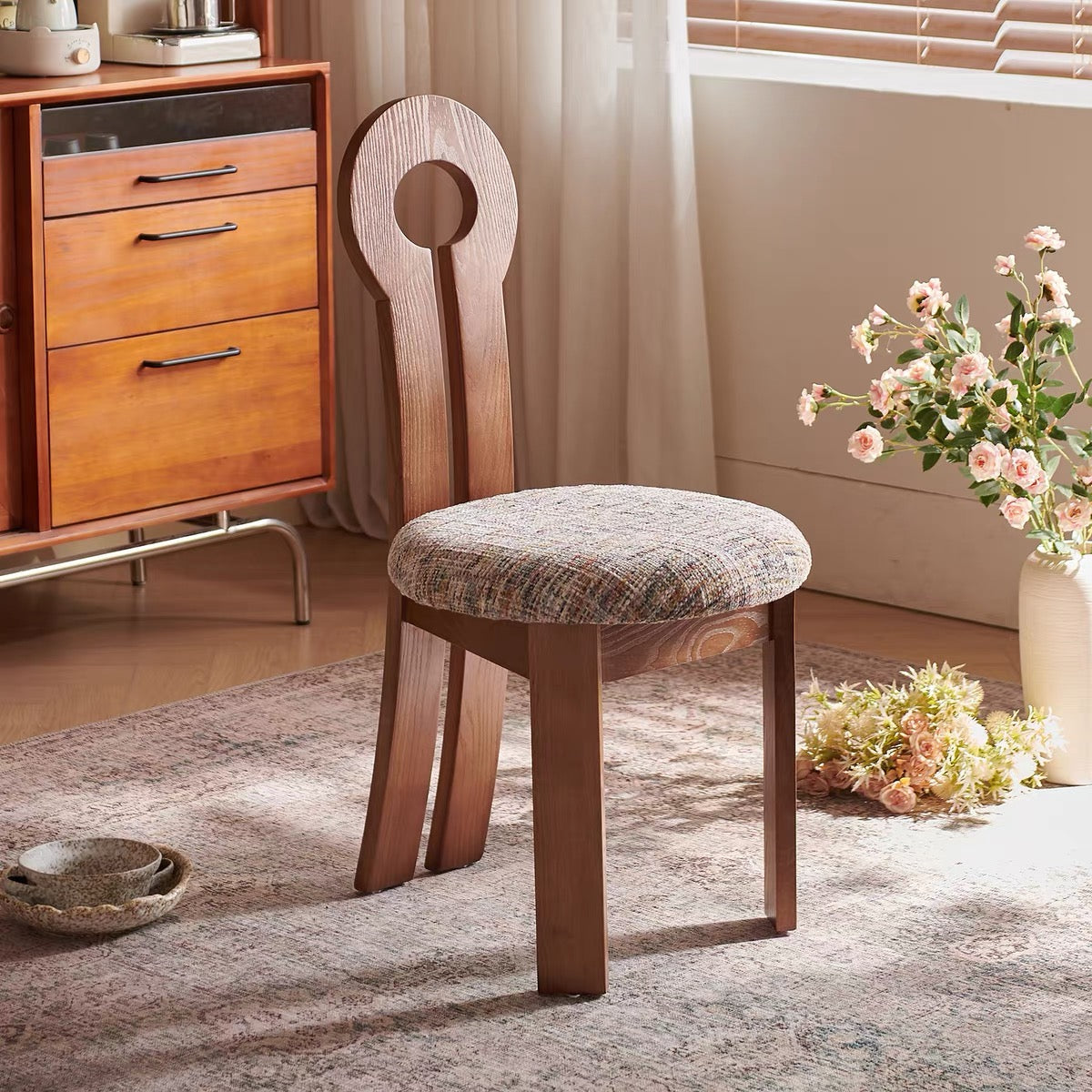 Circular Back Farmhouse Wood Side Chair