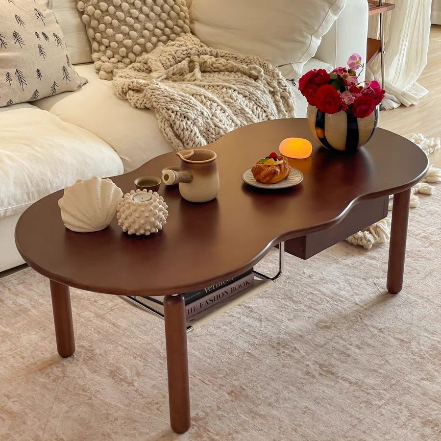 Solid Oak Farmhouse Coffee Table with Storage