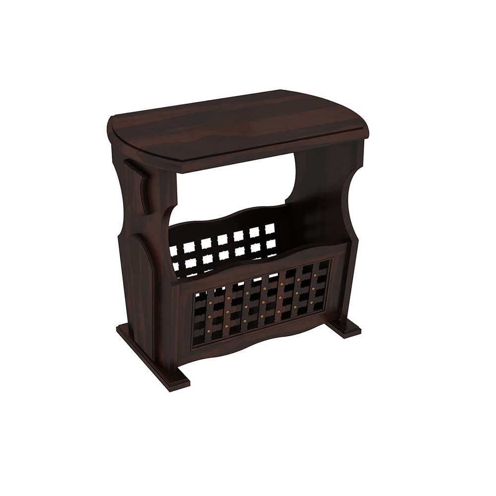 Solid Wood End Table with Magazine Rack