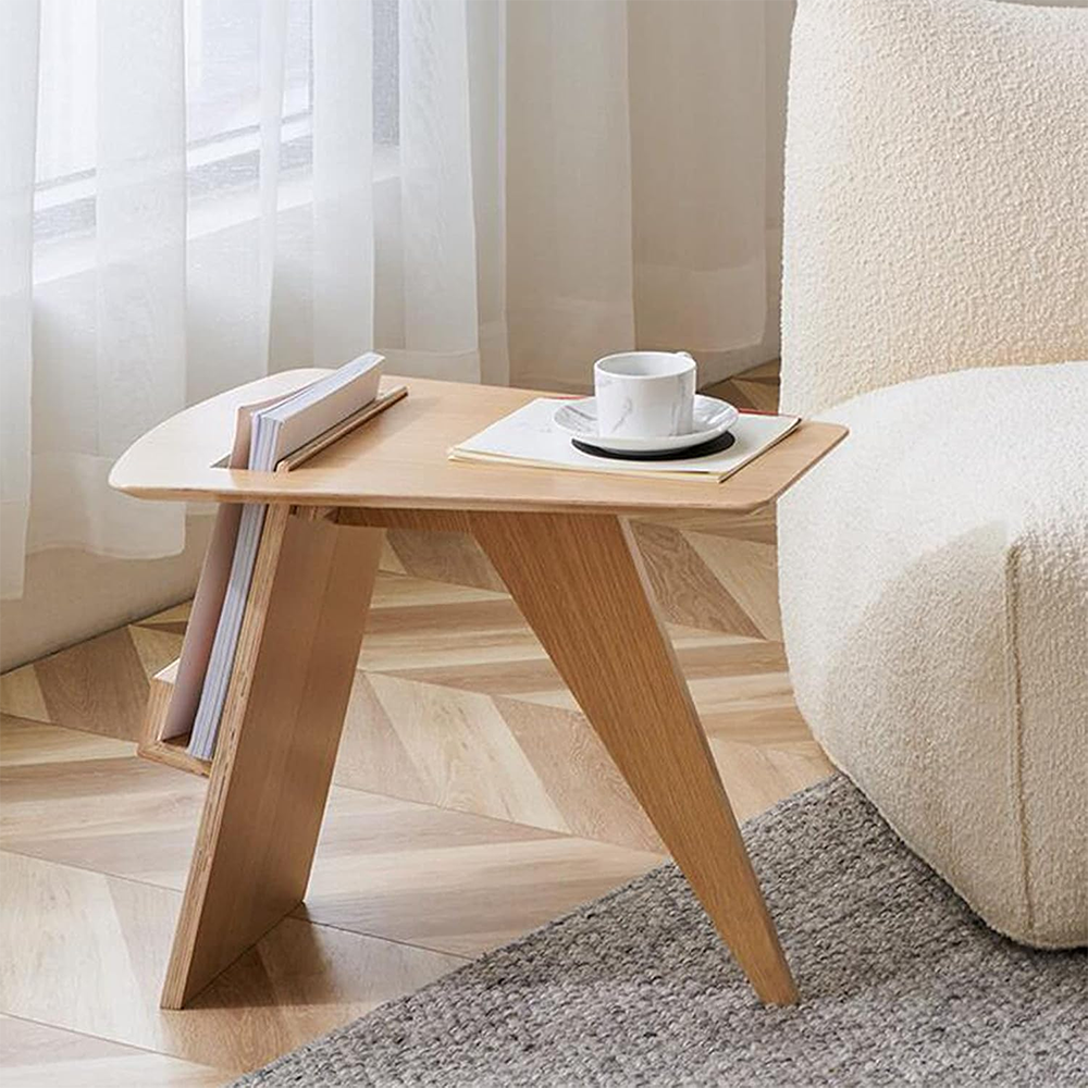 White Oak Magazine Table & Rack