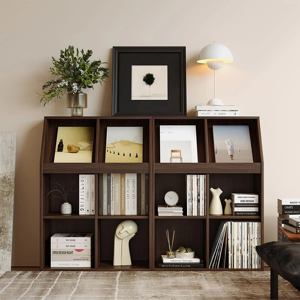 Solid Pine Floor Bookcase – Magazine Rack Included