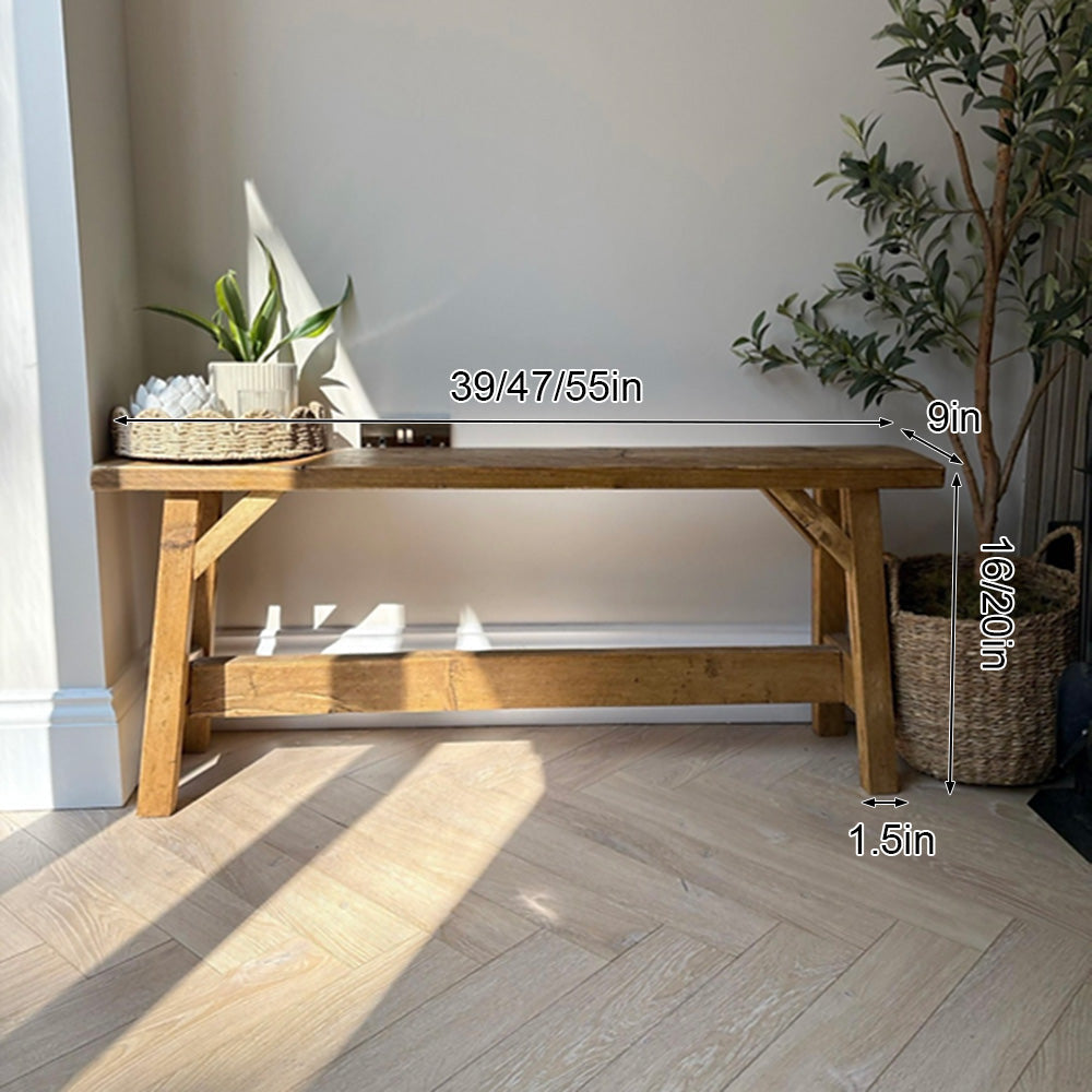 Handcrafted Solid Wood Storage Bench for Entryways & Bedrooms
