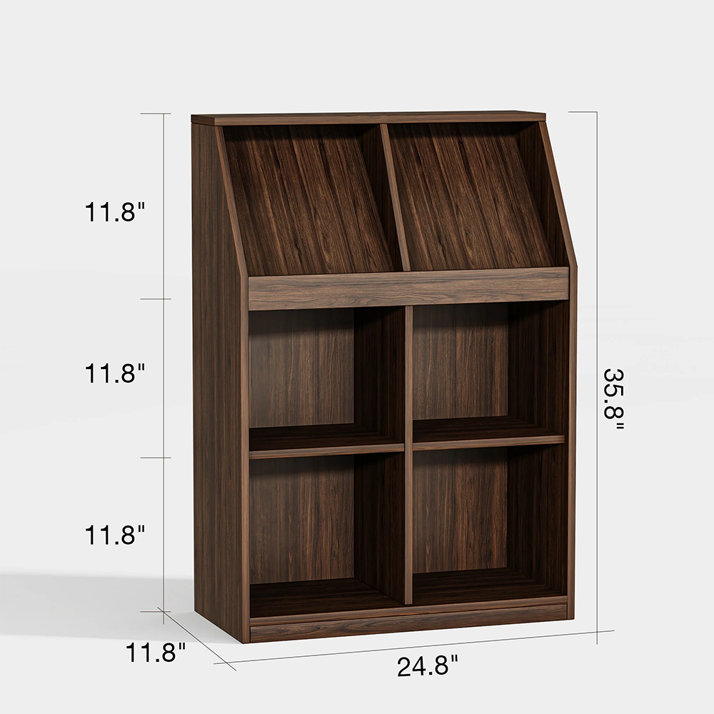 Solid Pine Floor Bookcase – Magazine Rack Included