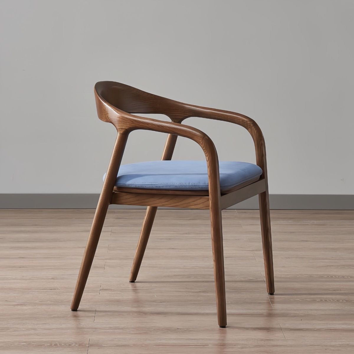 Scandinavian Curved Back Wood Armchair