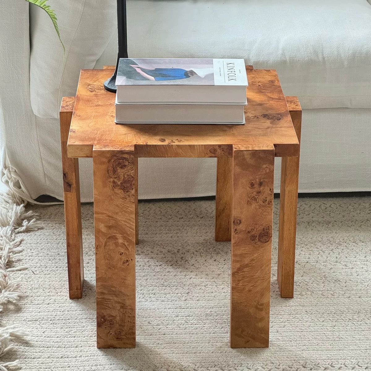 Natural Burl Wood Side Table